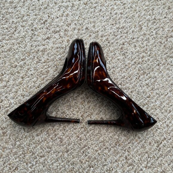 Stuart Weitzman Brown Leopard Print Tortoise‎ Patent Leather Pumps Size 8 - Picture 4 of 8